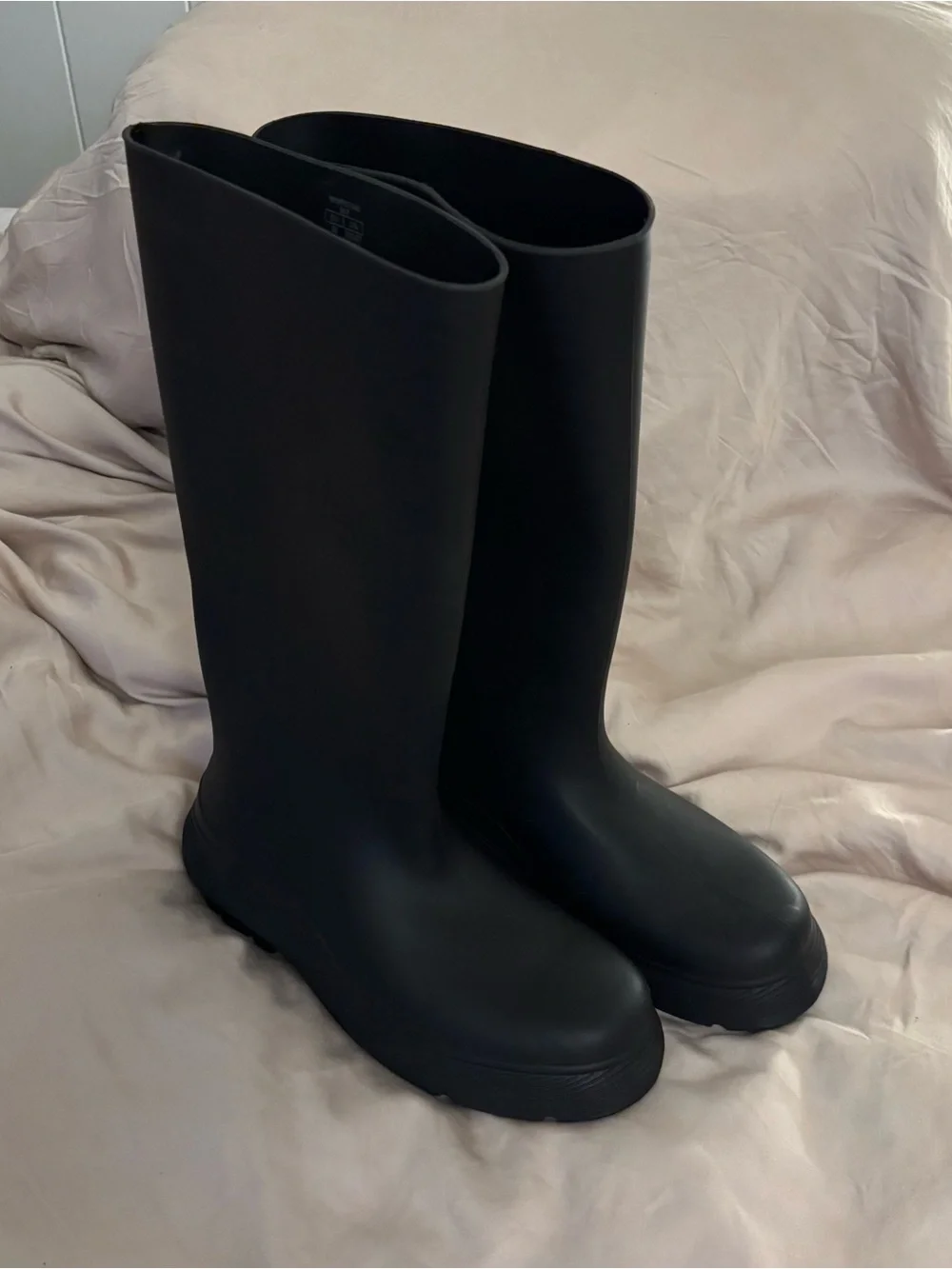 Zara Matte Black Knee-High Rain Boots